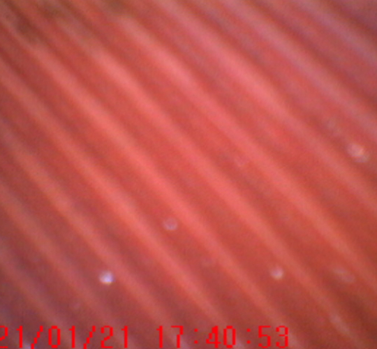 Tubo após lavagem química - visualização com boroscópio